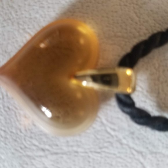 Lalique Amber Crystal Heart Necklace - Picture 4 of 12